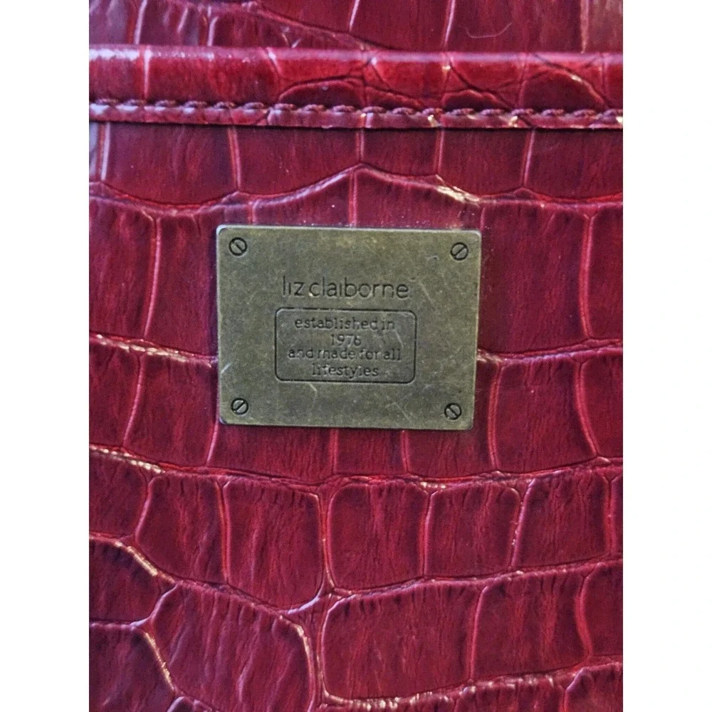 Liz Claiborne‎ Structured Work Tote Red Croc Embossed Shoulder Bag